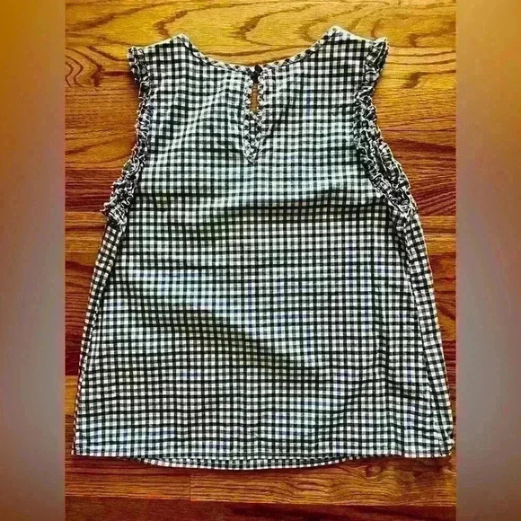 MERONA - Size Small. Navy & Royal Blue gingham sleeveless blouse - Picture 3 of 8